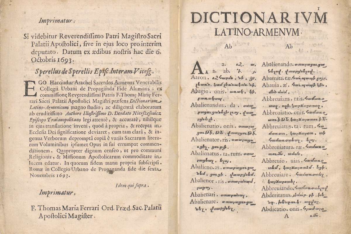 Dictionarivm Latino-Armenvm Super Sacram Scripturam, & libros Divini Officii Ecclesiæ Armenæ [...] 